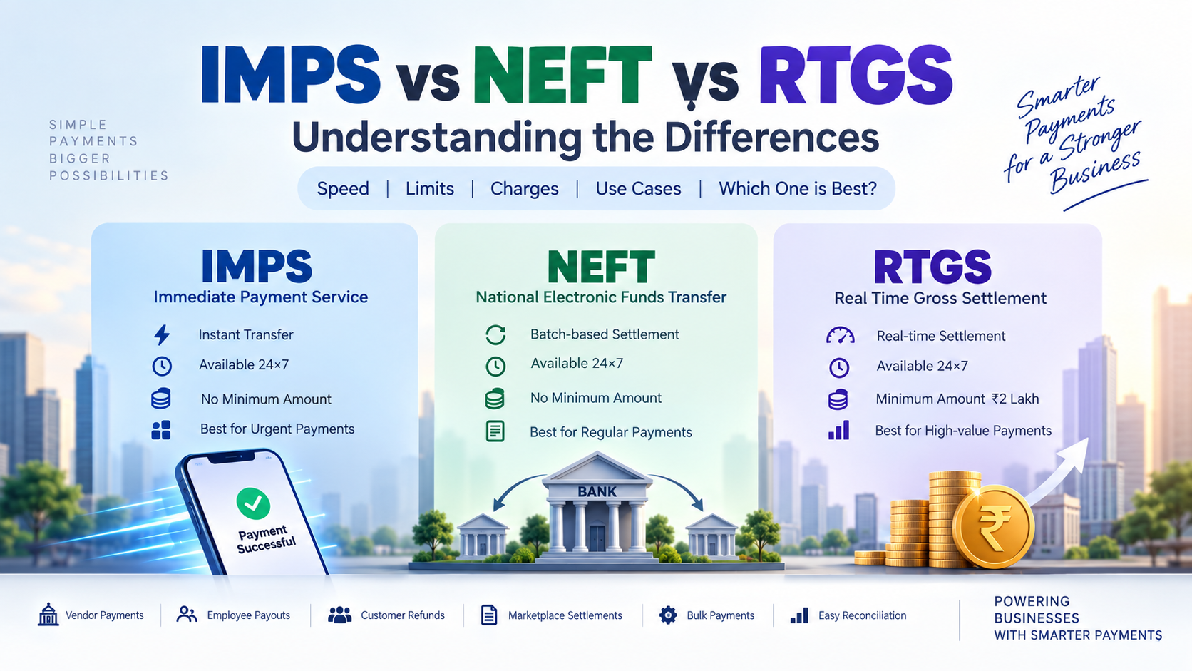 IMPS vs NEFT vs RTGS: Difference, Limits, Charges & Which One Is Best?